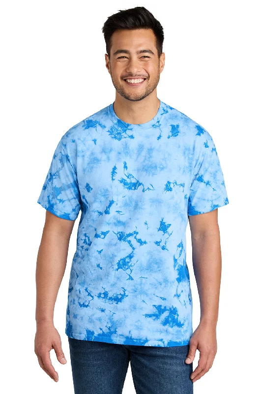 Men’s short-sleeve jolt polos-Port & Company Mens Crystal Tie-Dye Short Sleeve Crewneck T-Shirt - Sky Blue