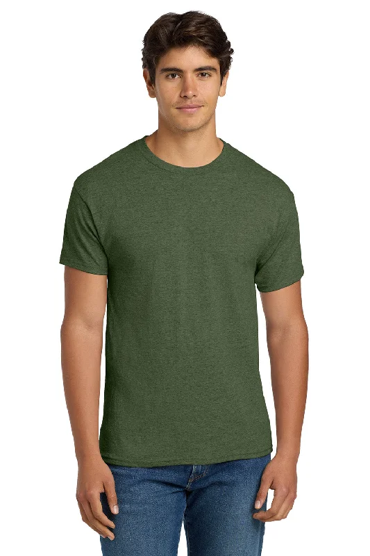 Men’s short-sleeve vent polos-Hanes Mens EcoSmart Short Sleeve Crewneck T-Shirt - Heather Green