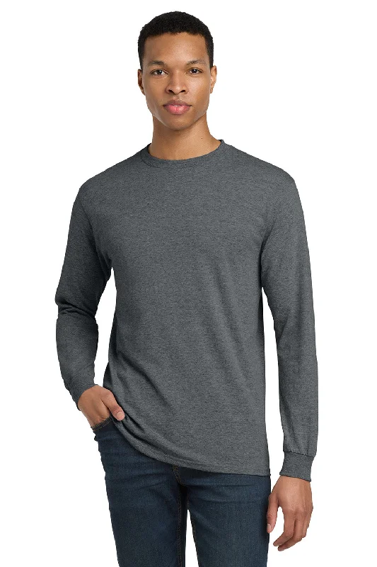 Men’s short-sleeve jolt polos-Gildan Mens DryBlend Moisture Wicking Long Sleeve Crewneck T-Shirt - Heather Dark Grey