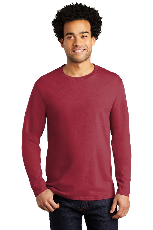 Men’s short-sleeve tilt polos-Port & Company Mens Bouncer Long Sleeve Crewneck T-Shirt - Rich Red