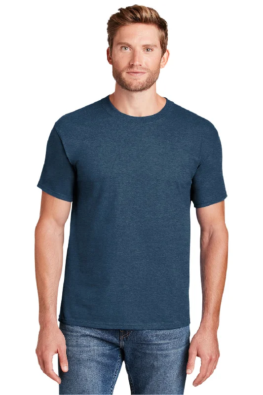 Men’s short-sleeve kite tees-Hanes Mens Beefy-T Short Sleeve Crewneck T-Shirt - Heather Blue - Closeout