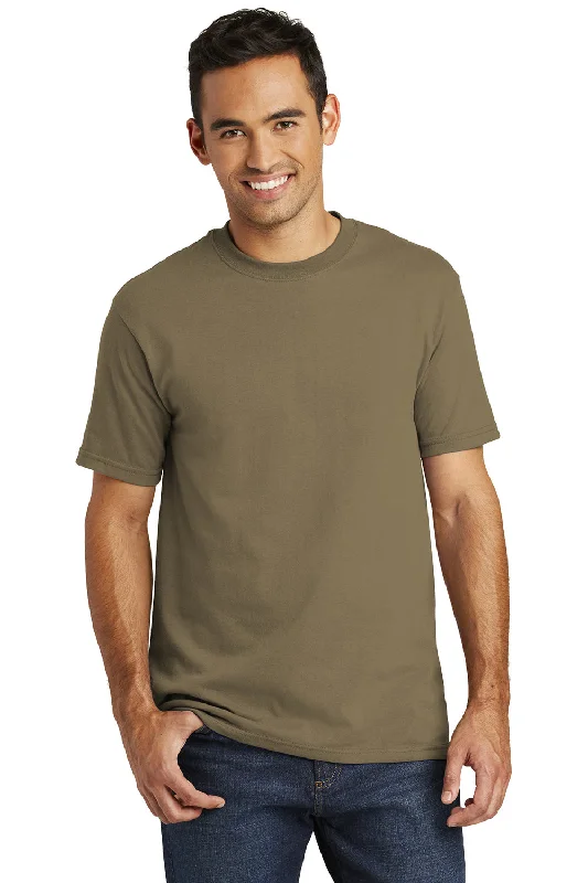 Men’s short-sleeve gush tees-Port & Company Mens USA Made Short Sleeve Crewneck T-Shirt - Coyote Brown - Closeout