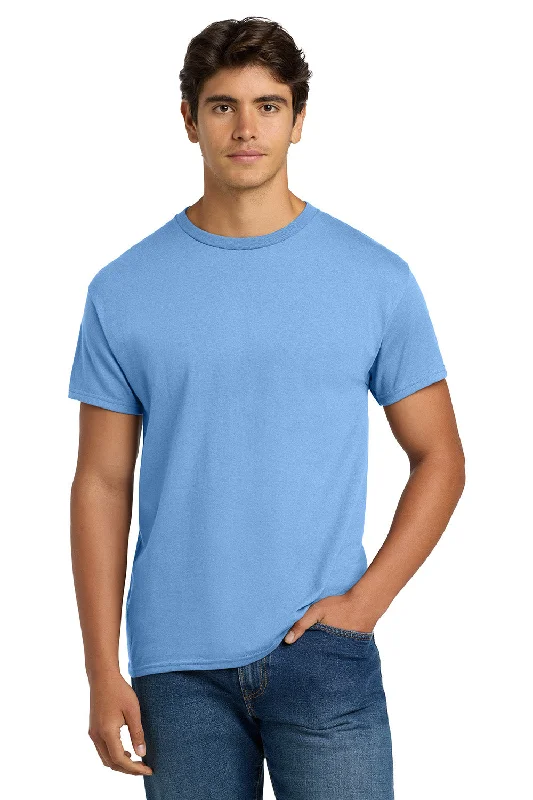 Men’s short-sleeve cove polos-Hanes Mens EcoSmart Short Sleeve Crewneck T-Shirt - Carolina Blue