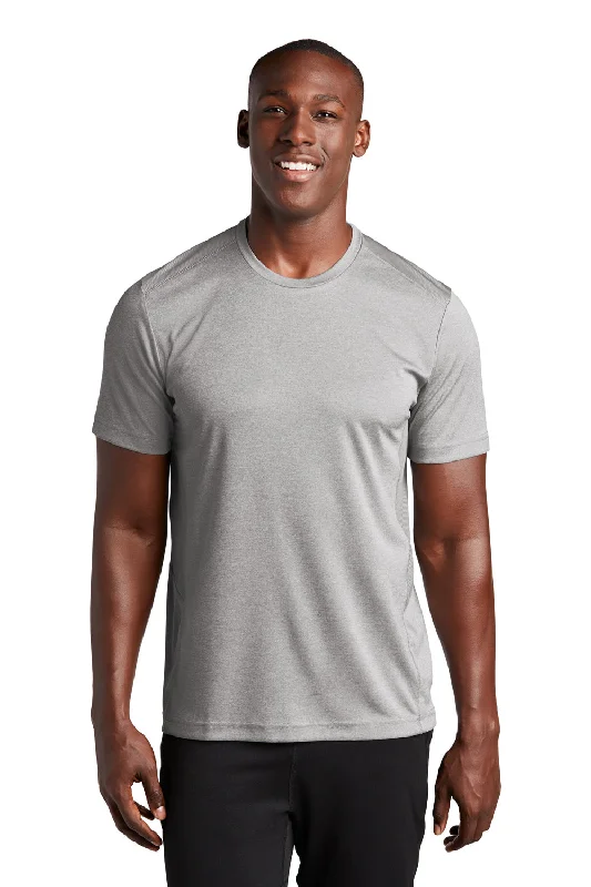 Men’s short-sleeve mote shirts-Sport-Tek Mens Endeavor Moisture Wicking Short Sleeve Crewneck T-Shirt - Heather Light Grey/Light Grey