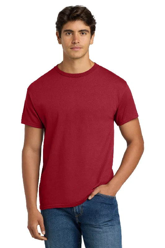 Men’s short-sleeve vale polos-Hanes Mens EcoSmart Short Sleeve Crewneck T-Shirt - Deep Red