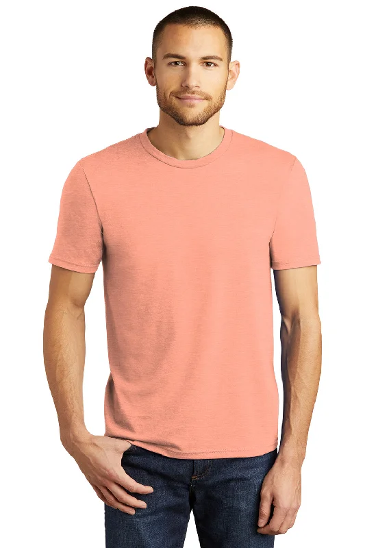 Men’s short-sleeve quip shirts-District Mens Perfect Tri Short Sleeve Crewneck T-Shirt - Heather Dusty Peach