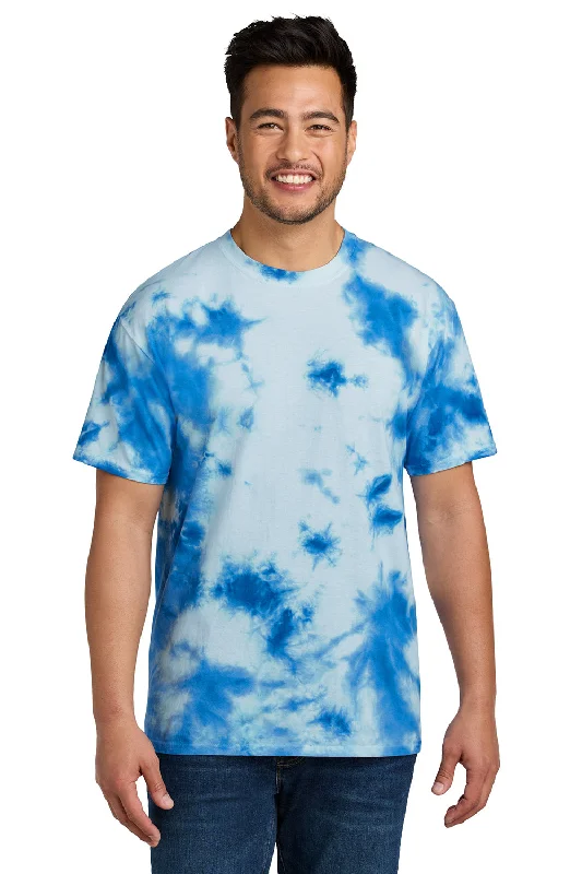 Men’s short-sleeve fizz polos-Port & Company Mens Crystal Tie-Dye Short Sleeve Crewneck T-Shirt - True Royal Blue