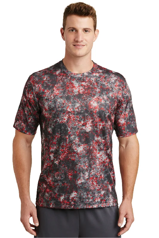 Men’s short-sleeve quirk tees-Sport-Tek Mens Mineral Freeze Moisture Wicking Short Sleeve Crewneck T-Shirt - Deep Red - Closeout