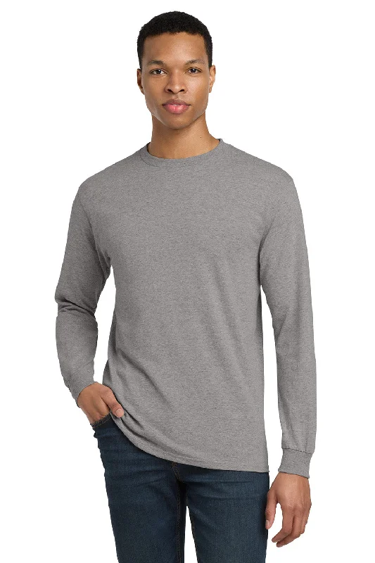 Men’s short-sleeve urn shirts-Gildan Mens DryBlend Moisture Wicking Long Sleeve Crewneck T-Shirt - Sport Grey