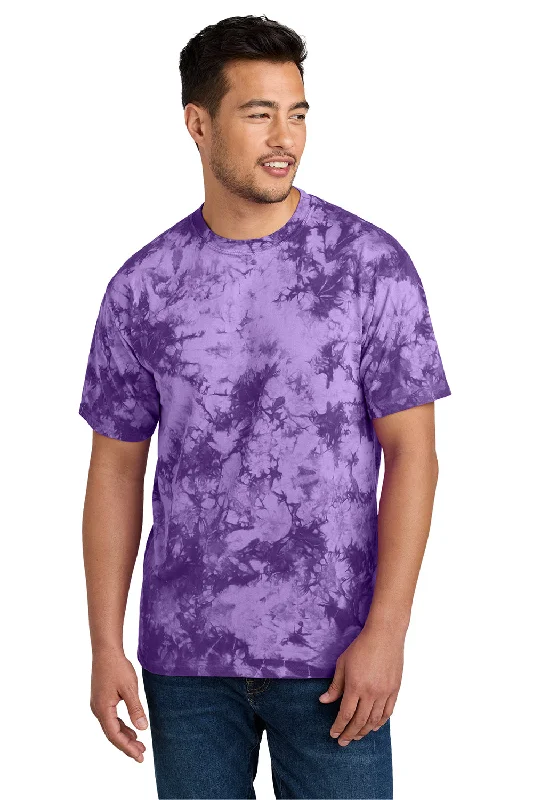 Men’s short-sleeve lilt tops-Port & Company Mens Crystal Tie-Dye Short Sleeve Crewneck T-Shirt - Purple