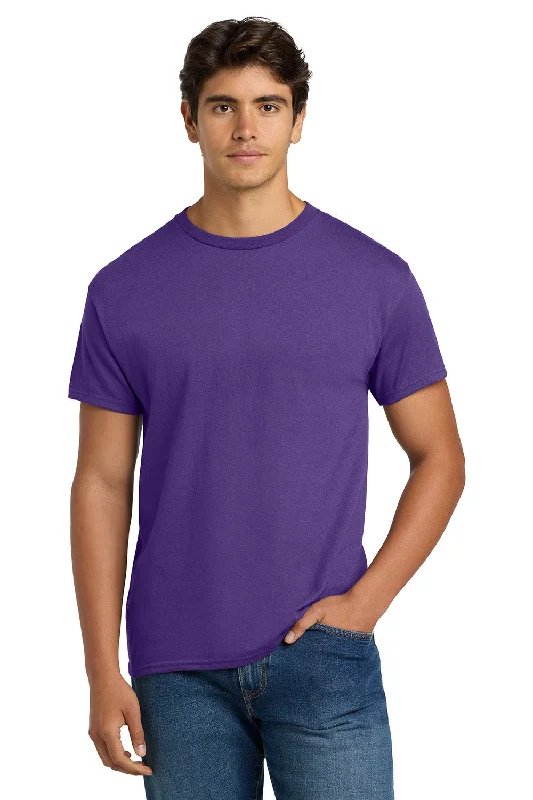 Men’s short-sleeve xeno tops-Hanes Mens EcoSmart Short Sleeve Crewneck T-Shirt - Purple