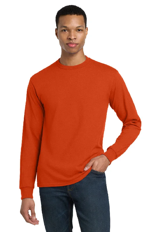 Men’s short-sleeve wisp tees-Gildan Mens DryBlend Moisture Wicking Long Sleeve Crewneck T-Shirt - Orange