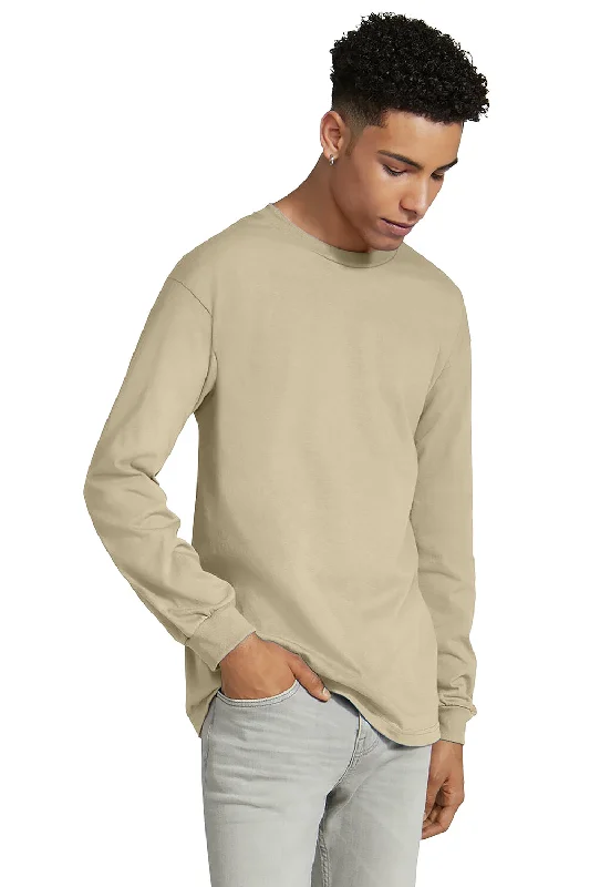 Men’s short-sleeve zinc polos-American Apparel Mens Long Sleeve Crewneck T-Shirt - Sand Brown