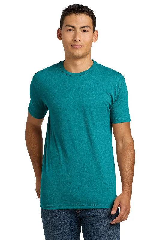 Men’s short-sleeve parch shirts-Next Level Mens CVC Jersey Short Sleeve Crewneck T-Shirt - Teal Blue