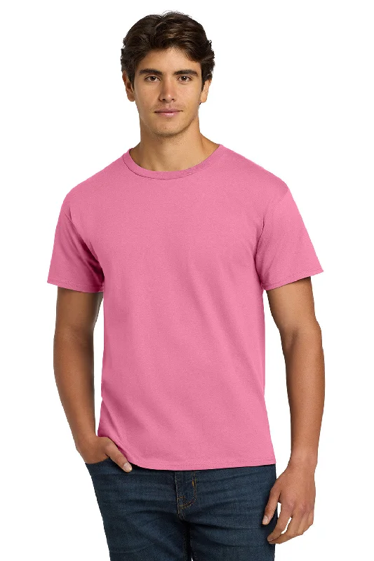 Men’s short-sleeve silt shirts-Hanes Mens ComfortSoft Short Sleeve Crewneck T-Shirt - Pink