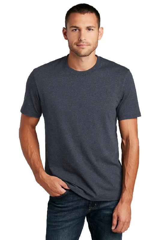 Men’s short-sleeve nape polos-District Mens Re-Tee Short Sleeve Crewneck T-Shirt - Heather Navy Blue