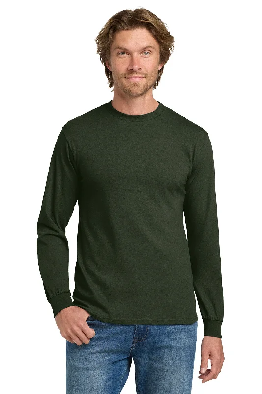 Men’s short-sleeve lilt tops-Gildan Mens Long Sleeve Crewneck T-Shirt - Forest Green