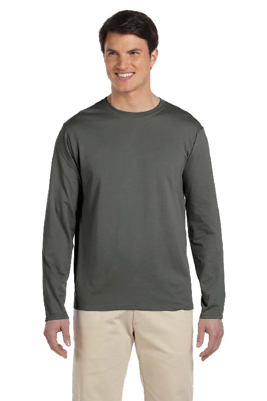 Men’s short-sleeve lilt tops-Gildan Mens Softstyle Long Sleeve Crewneck T-Shirt - Military Green