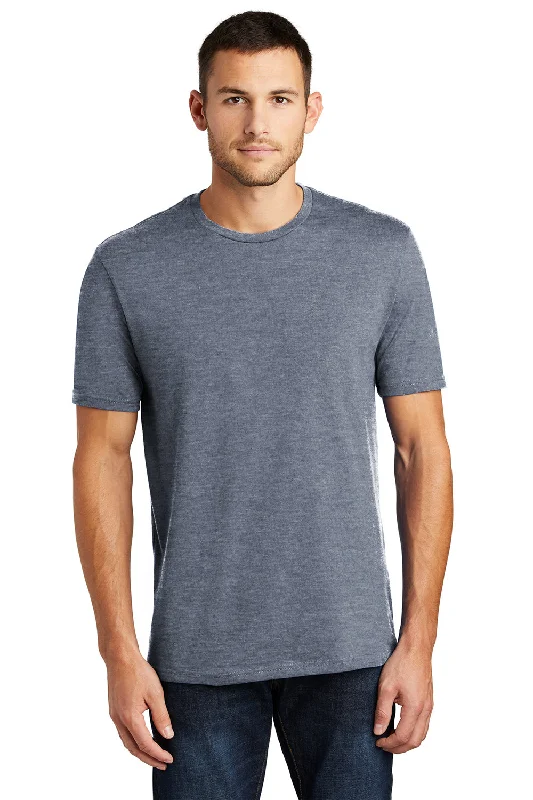 Men’s short-sleeve mote shirts-District Mens Perfect Weight Short Sleeve Crewneck T-Shirt - Heather Navy Blue