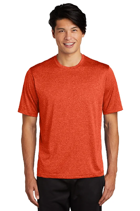 Men’s short-sleeve ivor tees-Sport-Tek Mens Contender Heather Moisture Wicking Short Sleeve Crewneck T-Shirt - Heather Deep Orange