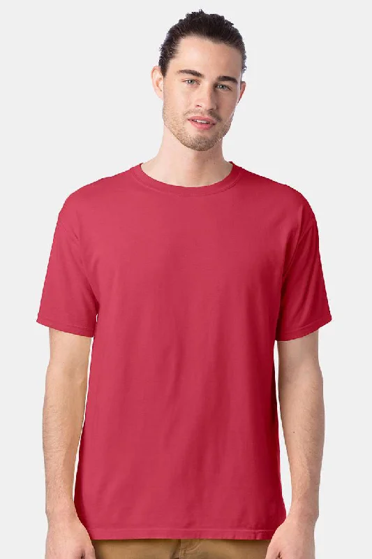 Men’s short-sleeve tawny shirts-ComfortWash By Hanes Mens Short Sleeve Crewneck T-Shirt - Crimson Fall