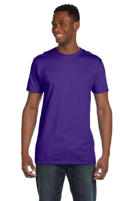 Men’s short-sleeve etch shirts-Hanes Mens Nano-T Short Sleeve Crewneck T-Shirt - Purple