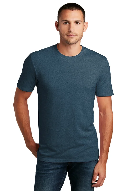 Men’s short-sleeve purl tops-District Mens Flex Short Sleeve Crewneck T-Shirt - Heather Neptune Blue