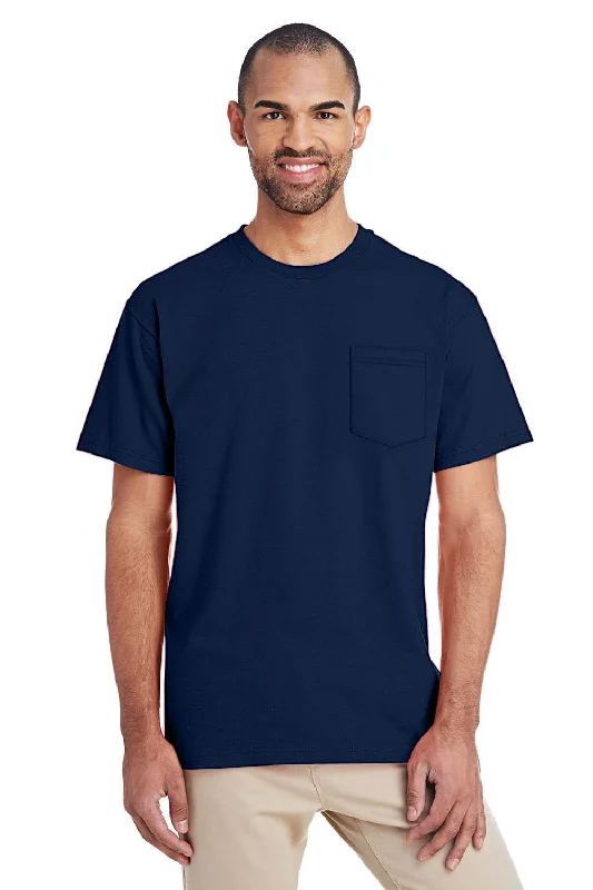 Men’s short-sleeve holt polos-Gildan Mens Hammer Short Sleeve Crewneck T-Shirt w/ Pocket - Sport Dark Navy Blue - Closeout