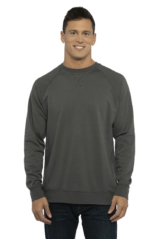 Men’s short-sleeve yew tees-Next Level Mens French Terry Long Sleeve Crewneck T-Shirt - Heavy Metal Grey