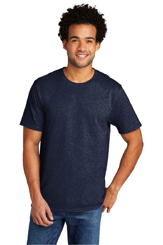 Men’s short-sleeve zest tops-Port & Company Mens Short Sleeve Crewneck T-Shirt - Heather Team Navy Blue