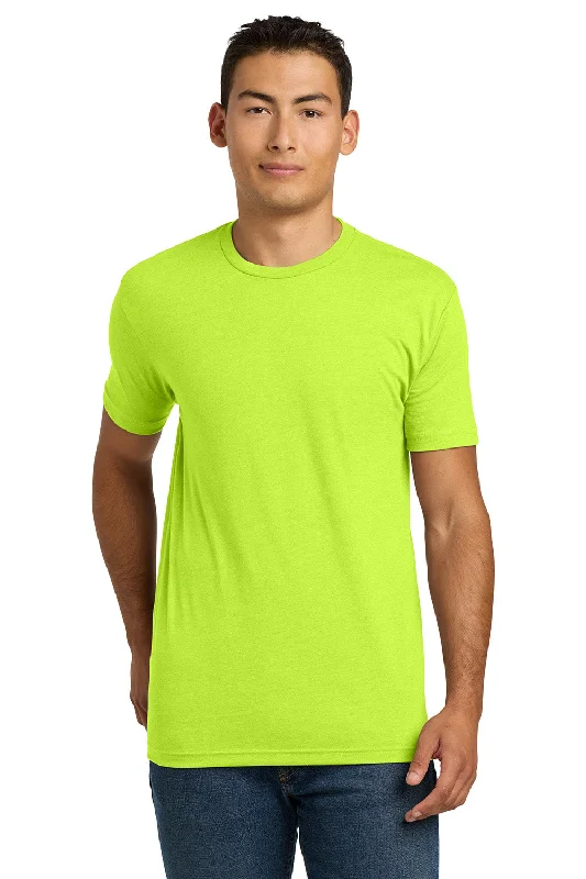 Men’s short-sleeve fawn polos-Next Level Mens CVC Jersey Short Sleeve Crewneck T-Shirt - Neon Yellow