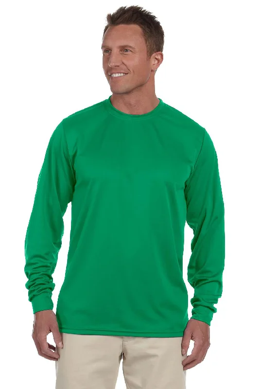 Men’s short-sleeve silt shirts-Augusta Sportswear Mens Moisture Wicking Long Sleeve Crewneck T-Shirt - Kelly Green