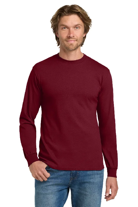 Men’s short-sleeve sate shirts-Gildan Mens Long Sleeve Crewneck T-Shirt - Cardinal Red