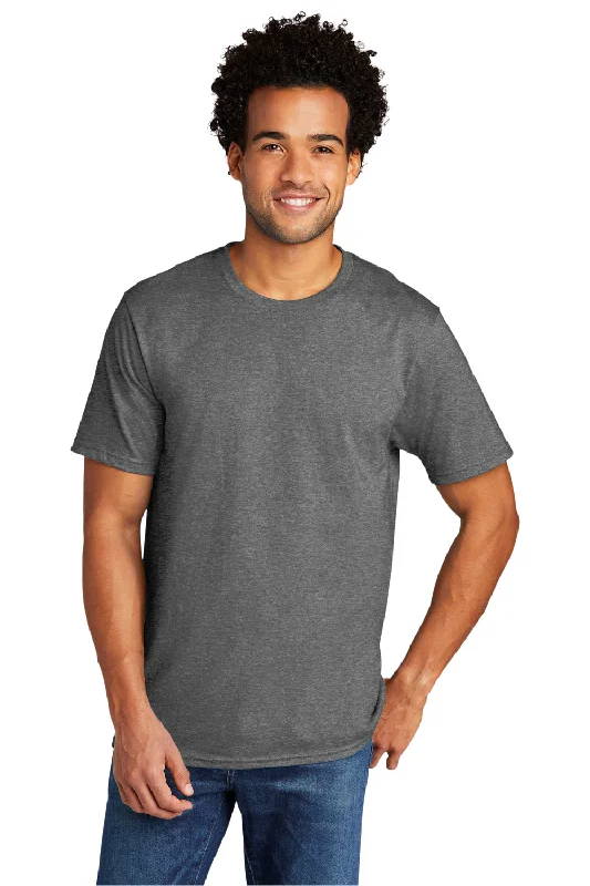 Men’s short-sleeve bunt polos-Port & Company Mens Short Sleeve Crewneck T-Shirt - Heather Graphite Grey