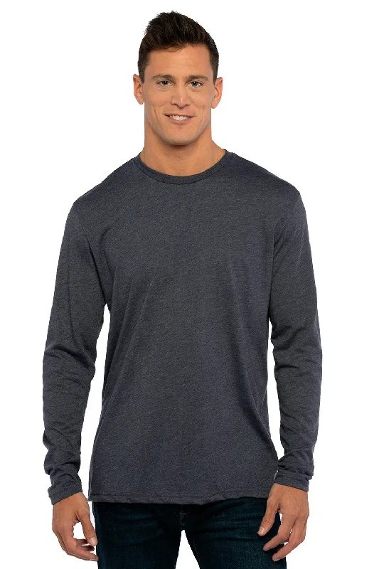 Men’s short-sleeve idle shirts-Next Level Mens Jersey Long Sleeve Crewneck T-Shirt - Vintage Navy Blue