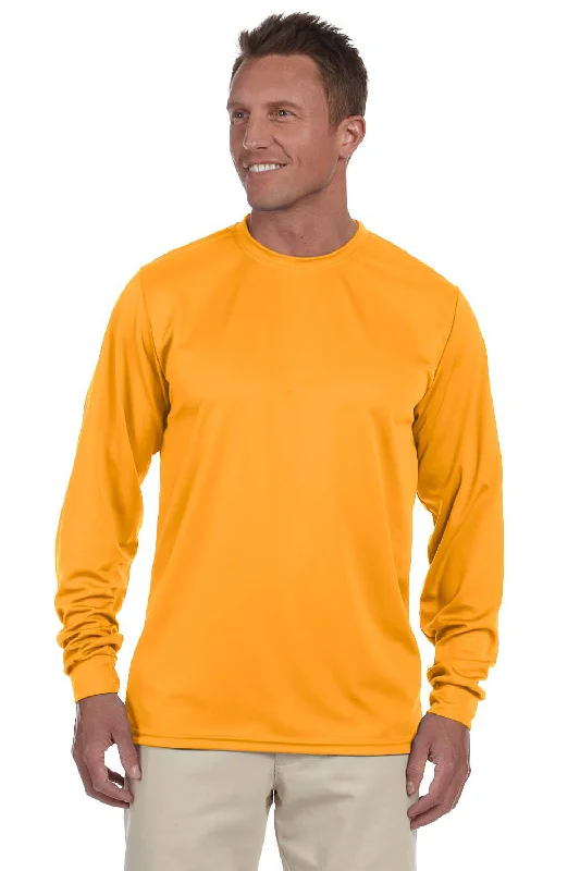 Men’s short-sleeve urn tees-Augusta Sportswear Mens Moisture Wicking Long Sleeve Crewneck T-Shirt - Gold