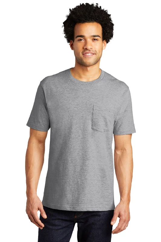 Men’s short-sleeve rime tops-Port & Company Mens Bouncer Short Sleeve Crewneck T-Shirt w/ Pocket - Heather Grey