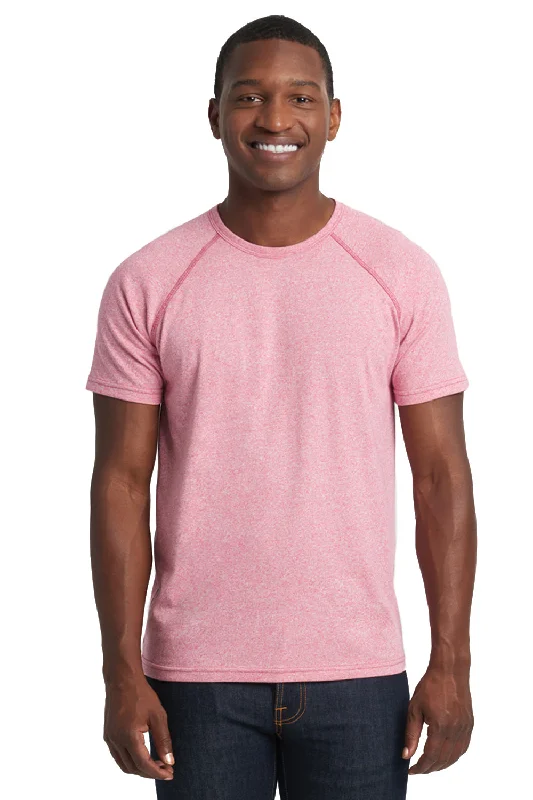 Men’s short-sleeve luff polos-Next Level Mens Mock Twist Short Sleeve Crewneck T-Shirt - Tech Pink - Closeout