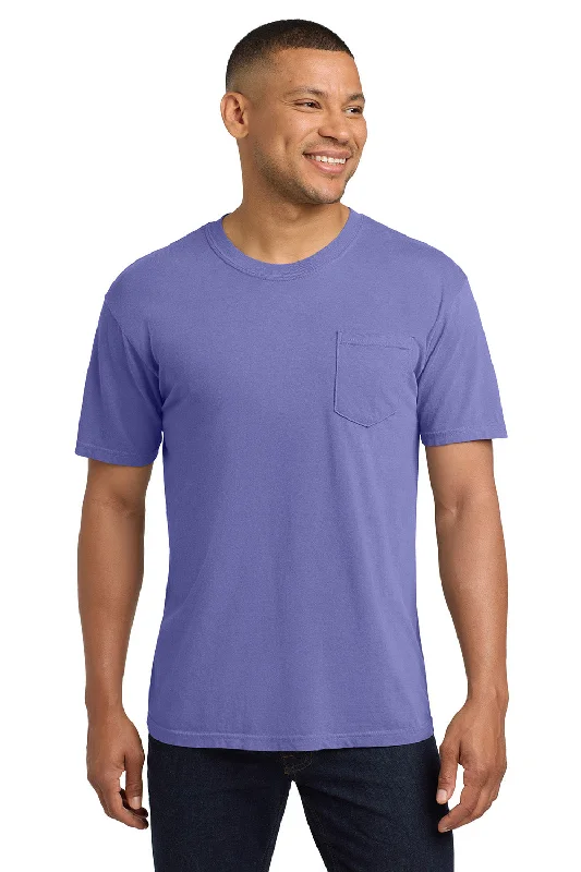 Men’s short-sleeve xeno polos-Comfort Colors Mens Short Sleeve Crewneck T-Shirt w/ Pocket - Violet Purple