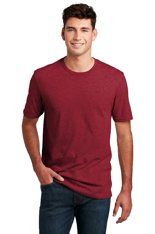 Men’s short-sleeve vent tops-District Mens Perfect Blend Short Sleeve Crewneck T-Shirt - Red Fleck