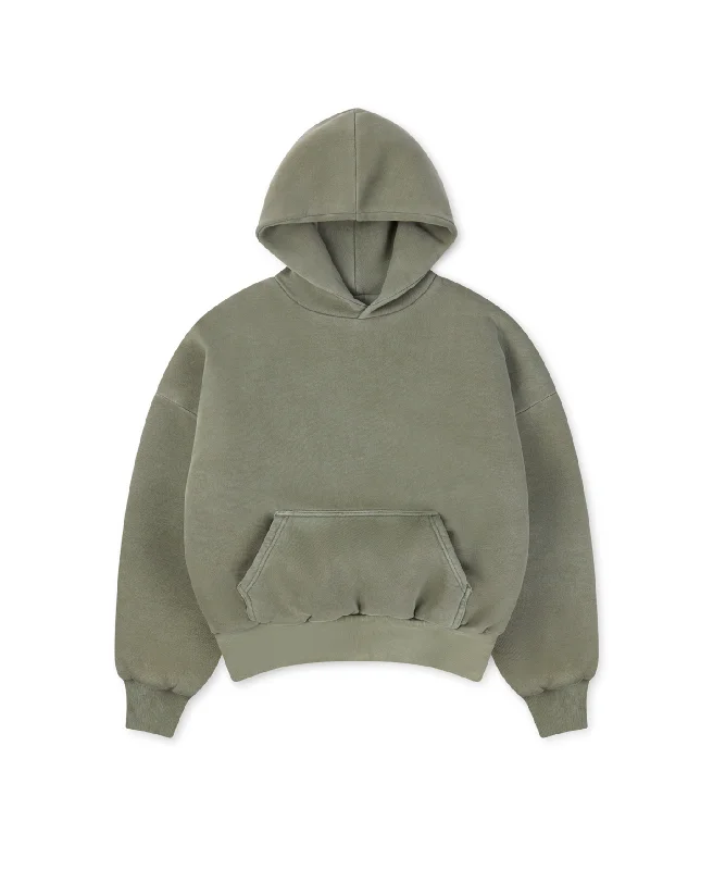 mens hoodie for premium street style-(PRE-ORDER) 1000 GSM 'Vintage Olive' Double Hoodie