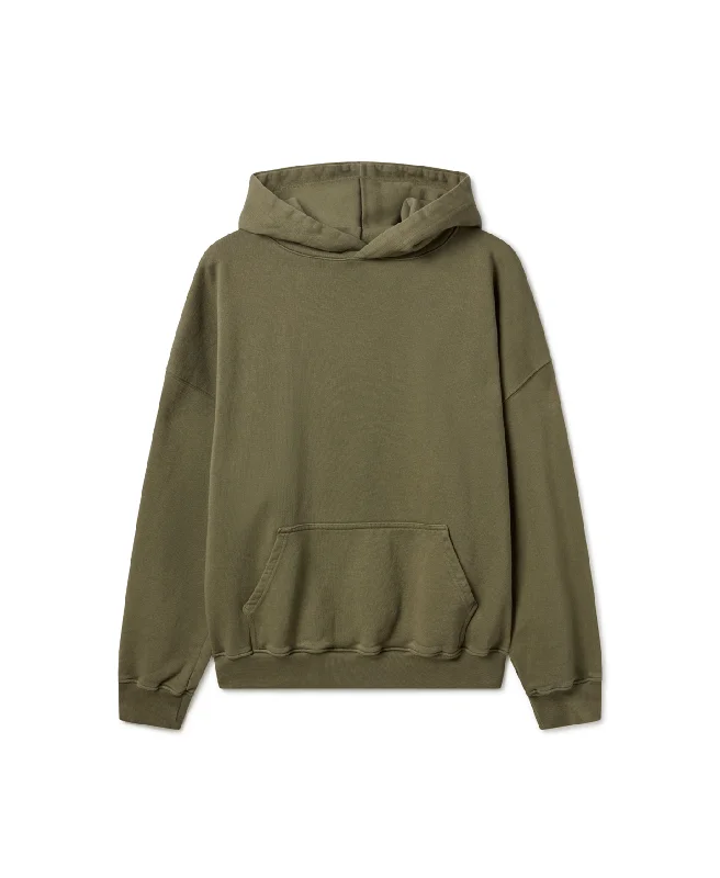 mens hoodie with stylish hood detail-600 GSM 'Army Olive' Hoodie