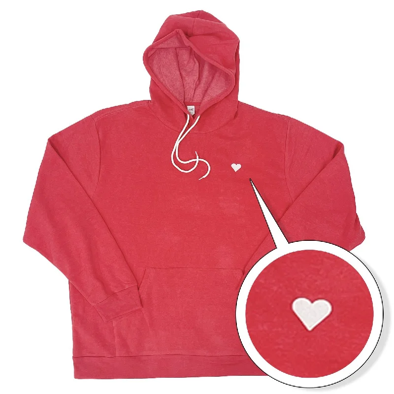 mens hoodie for post-sport relaxation-Little Heart Embroidered Giant Hoodie