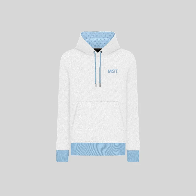 mens hoodie with warm fleece lining-ONQUESTO WHITE HOODIE