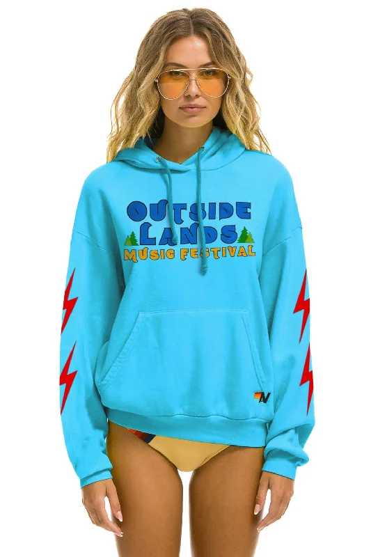 mens hoodie for fashionable winter wear-OUTSIDE LANDS 2024 RELAXED PULLOVER HOODIE - NEON BLUE