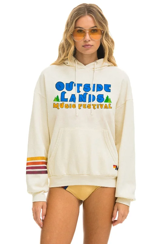 mens hoodie for athletic streetwear looks-OUTSIDE LANDS 2024 RELAXED PULLOVER HOODIE - VINTAGE WHITE