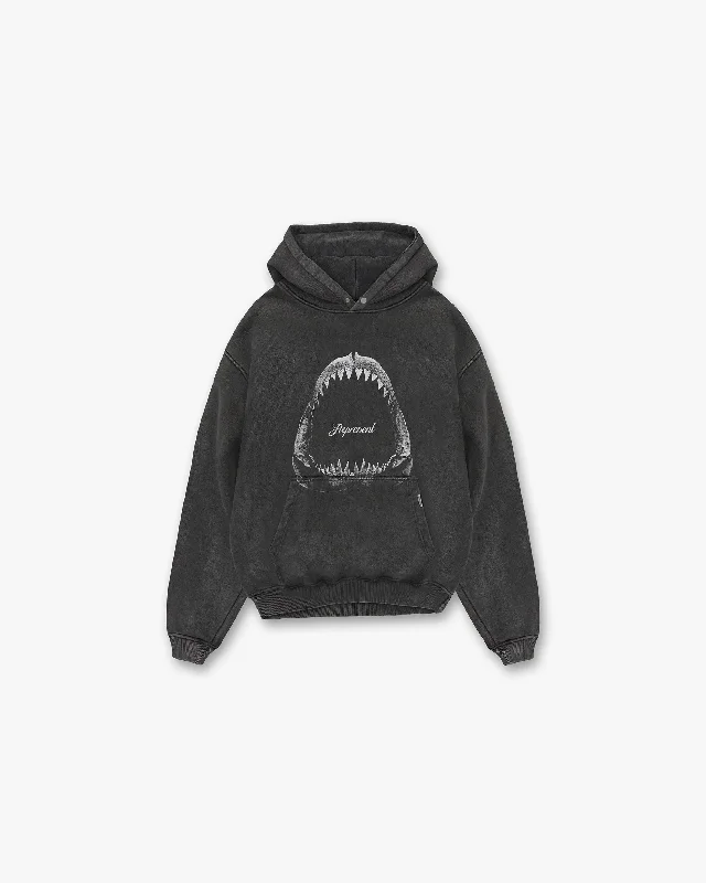 mens hoodie for versatile weather layering-Shark Jaws Hoodie - Vintage Grey