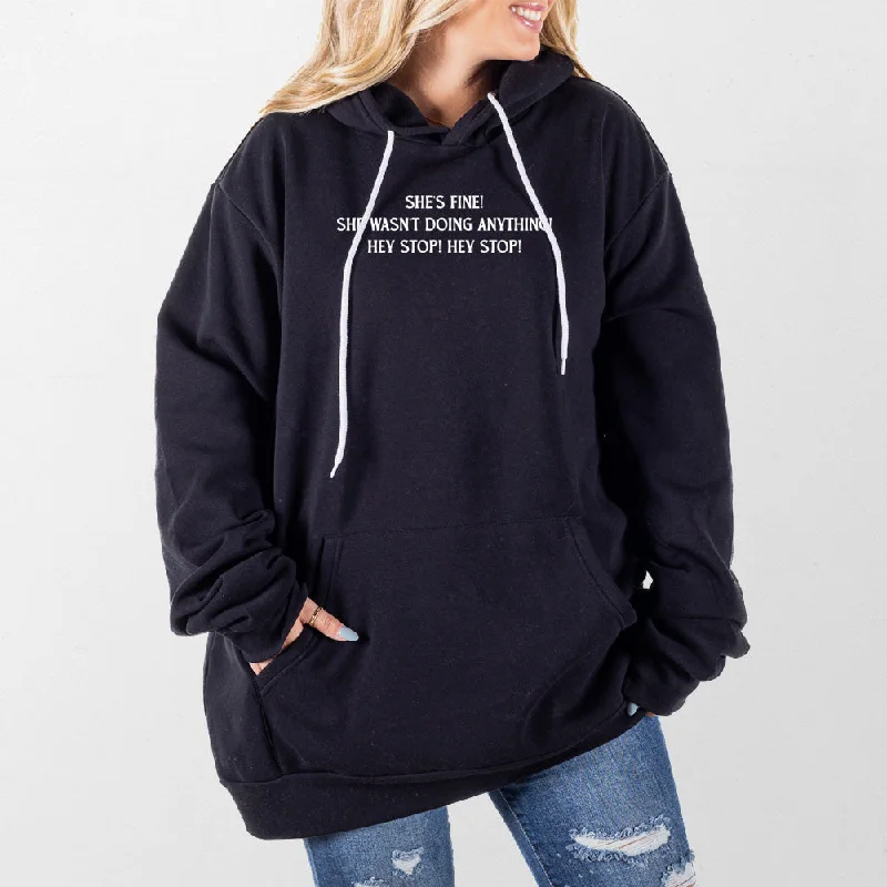 mens hoodie with sleek design details-Shes Fine Giant Hoodie