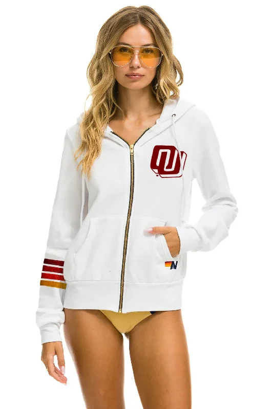 mens hoodie for everyday comfort wear-UNIVERSITY OF OKLAHOMA SOONERS ZIP HOODIE - WHITE