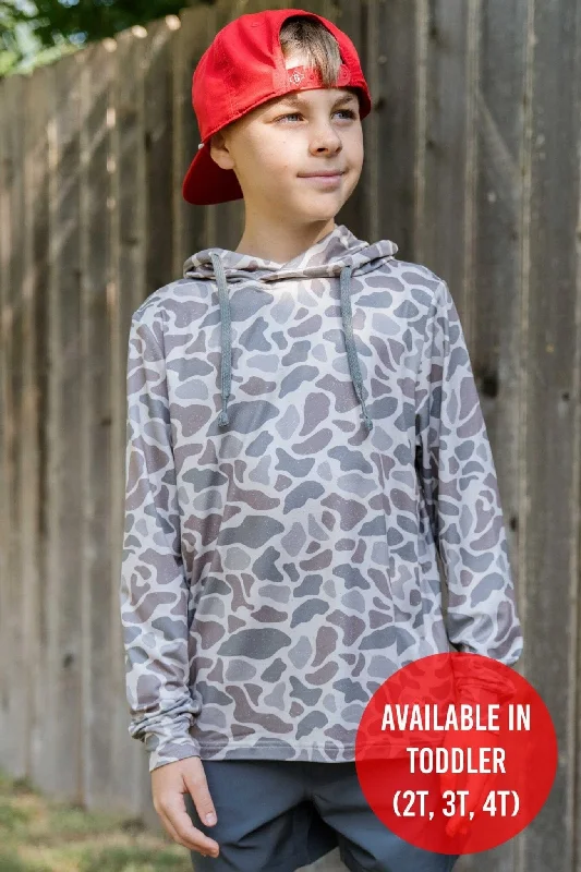 mens hoodie with warm fleece lining-Youth Performance Hoodie - Classic Deer Camo